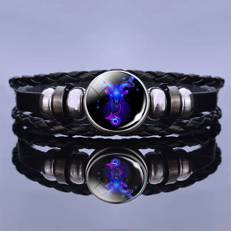 Bracelet Zodiac Symbol Lapis Lazuli & Sodalite Leather Cord