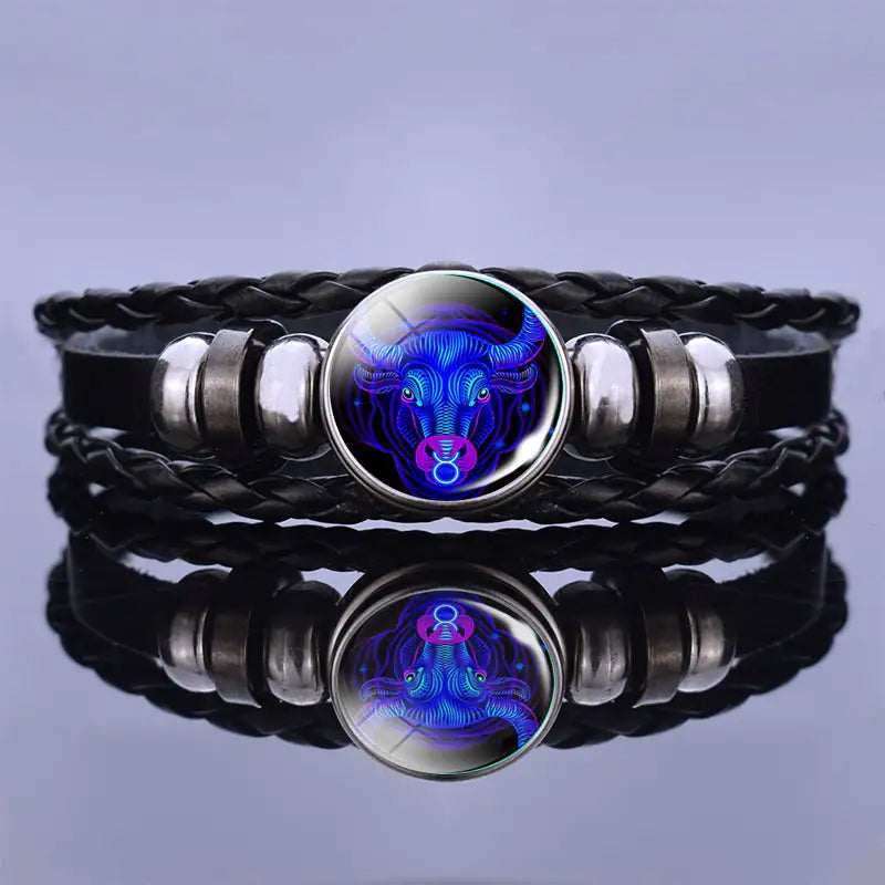 Bracelet Zodiac Symbol Lapis Lazuli & Sodalite Leather Cord