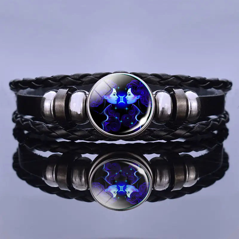 Bracelet Zodiac Symbol Lapis Lazuli & Sodalite Leather Cord