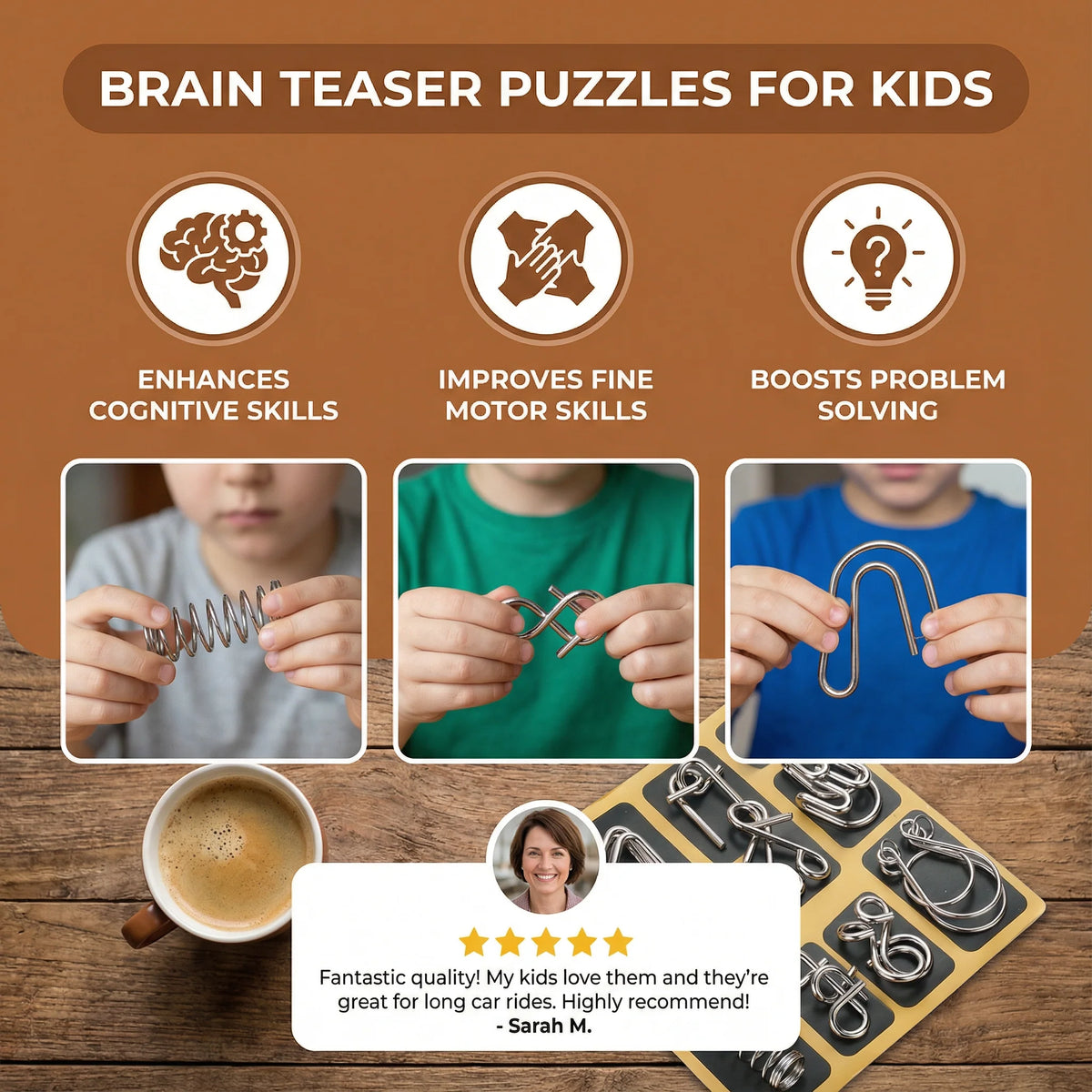 Brain Teaser Set 36 Metal Puzzles Portable