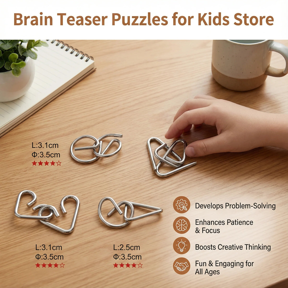 Brain Teaser Set 36 Metal Puzzles Portable