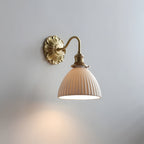 Brass & Ceramic Ribbed Wall Sconce (E27 Compatible)