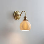 Brass & Ceramic Ribbed Wall Sconce (E27 Compatible)