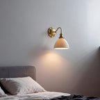 Brass & Ceramic Ribbed Wall Sconce (E27 Compatible)