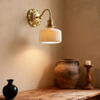 Brass & Ceramic Ribbed Wall Sconce (E27 Compatible)