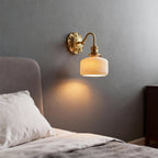 Brass & Ceramic Ribbed Wall Sconce (E27 Compatible)