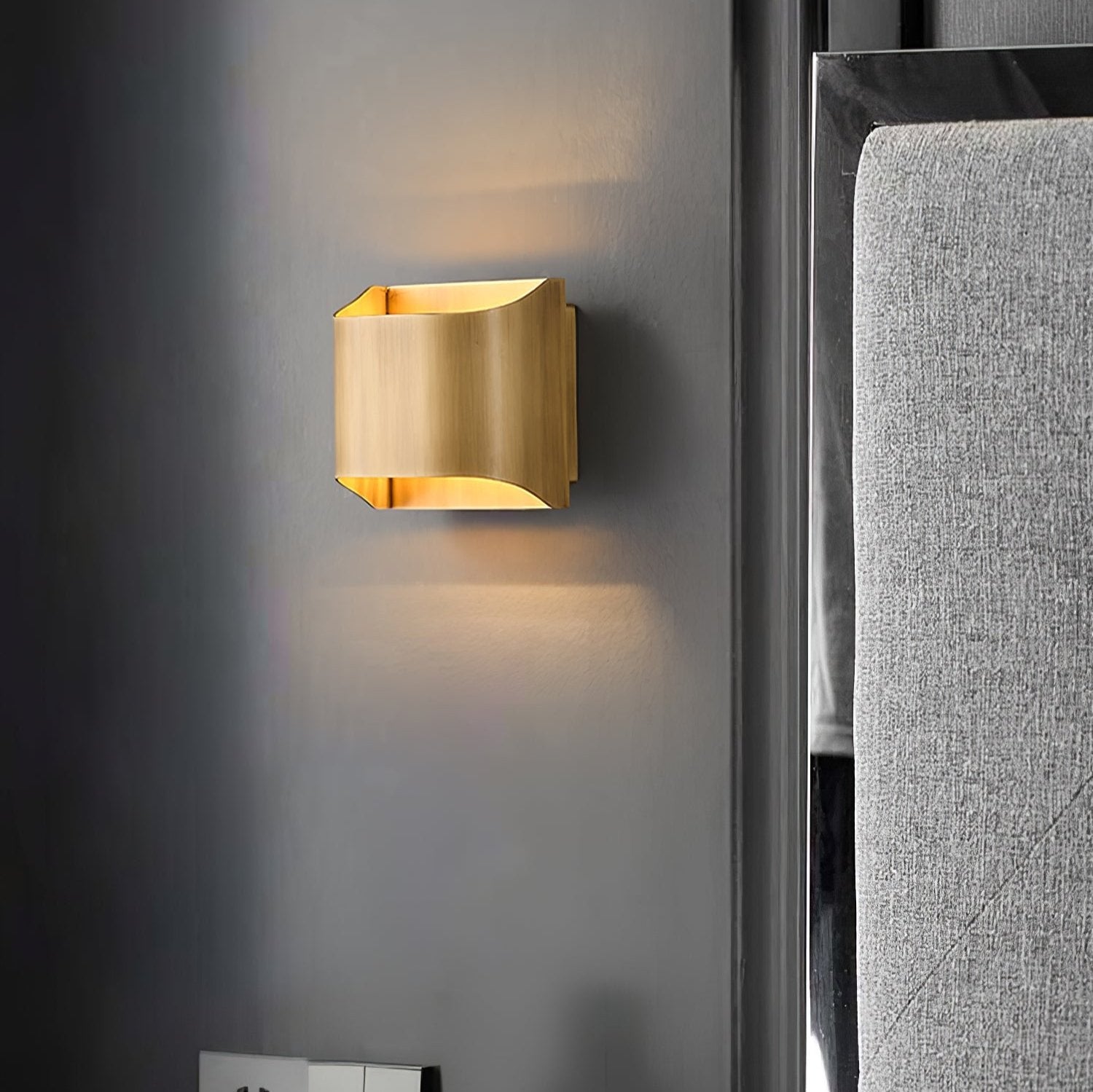 Brass Finish Curved LED Wall Sconce (Hardwired, Dimmable)