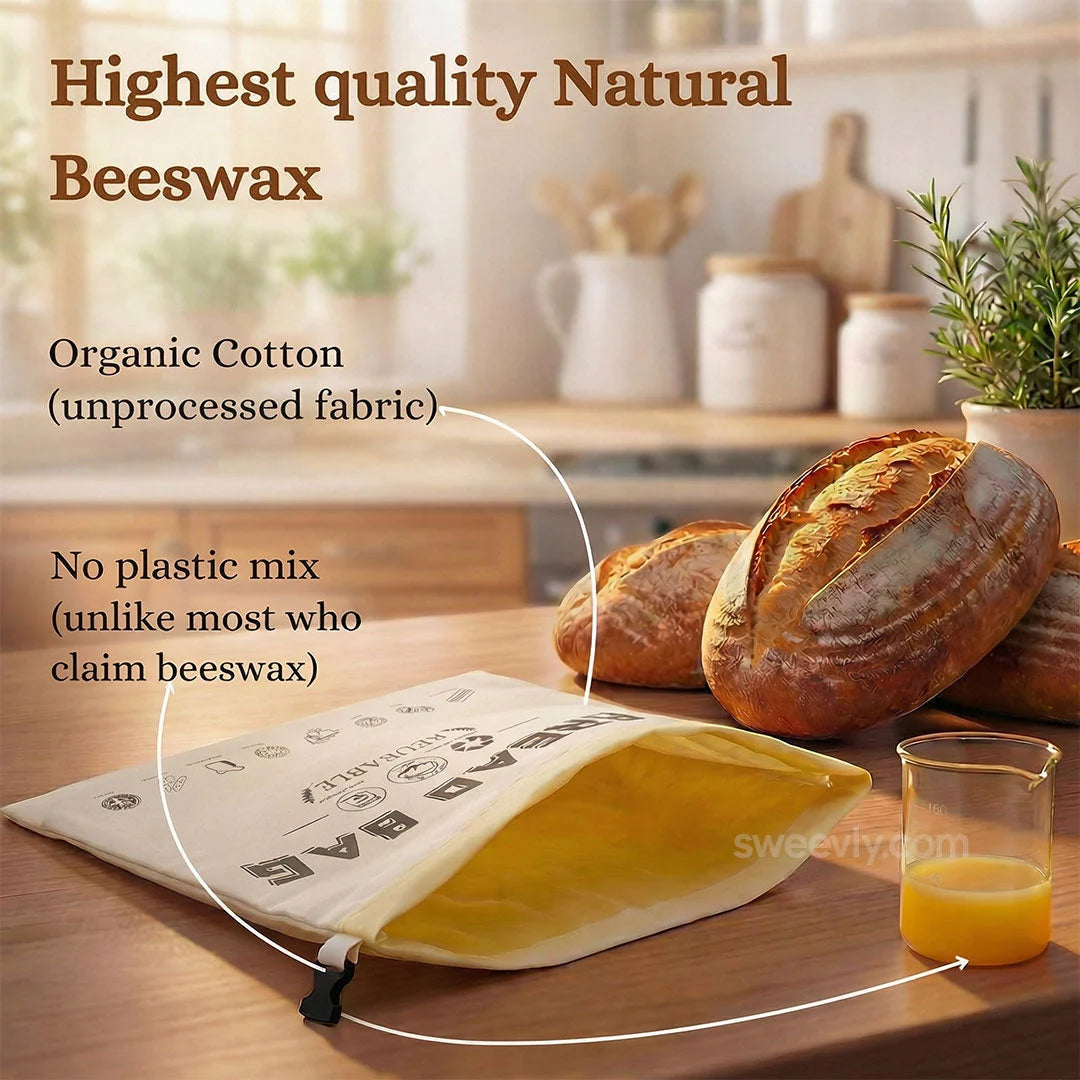 Bread Bag Beeswax Lined Organic Cotton