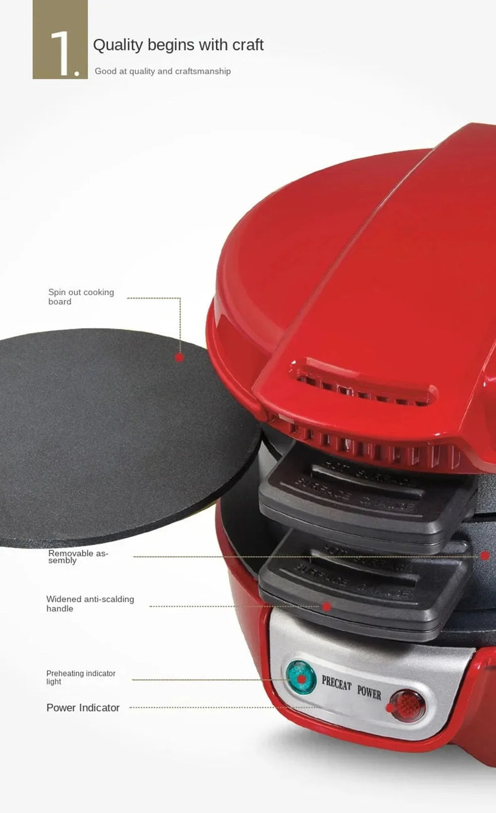 Breakfast Sandwich Maker Non-Stick & Rotating Plate Compact