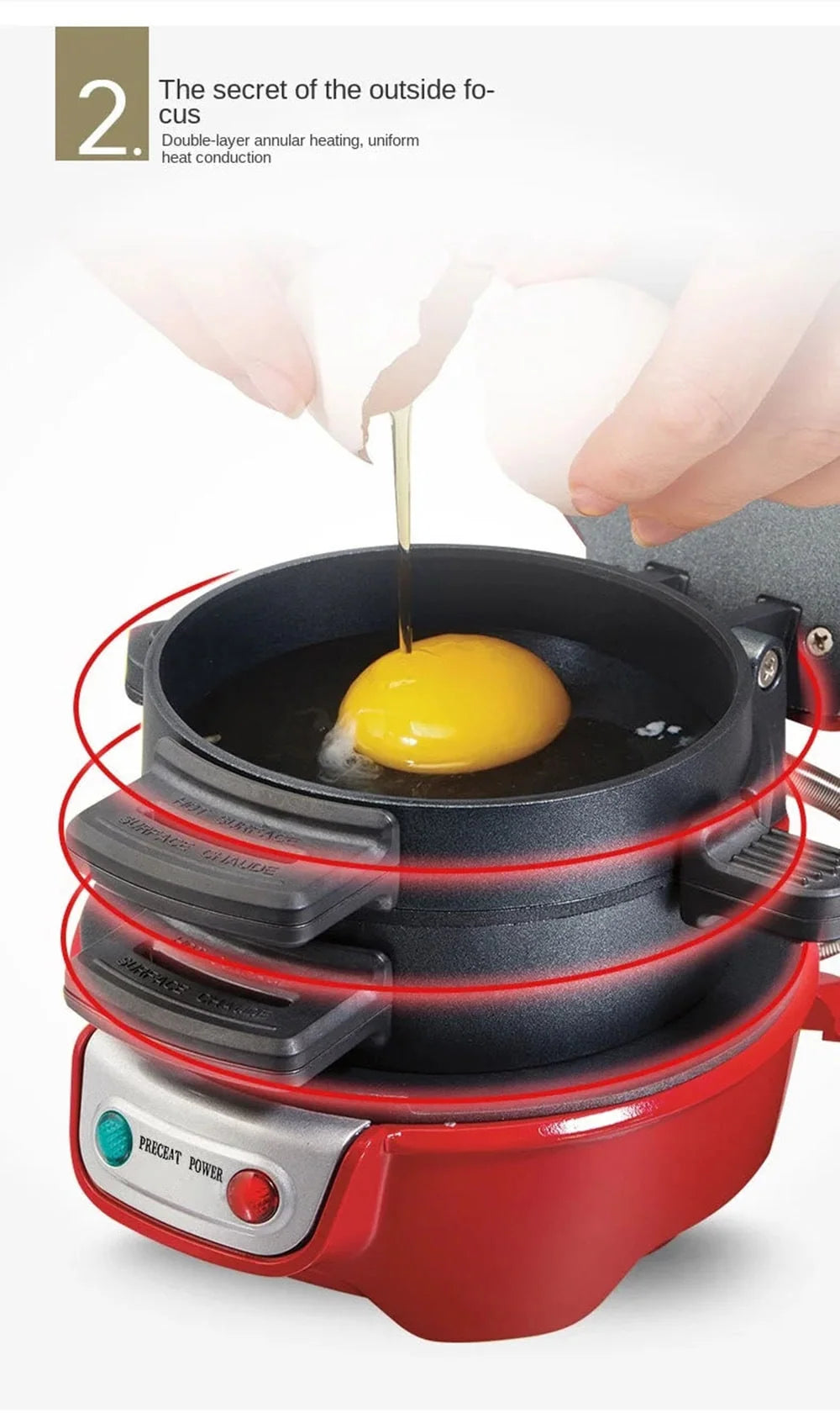 Breakfast Sandwich Maker Non-Stick & Rotating Plate Compact
