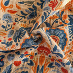 Breathable 100% Cotton Bird & Floral Throw Blanket