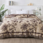 Breathable 100% Cotton Floral Jacquard Throw Blanket