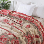 Breathable 100% Cotton Floral Jacquard Throw Blanket