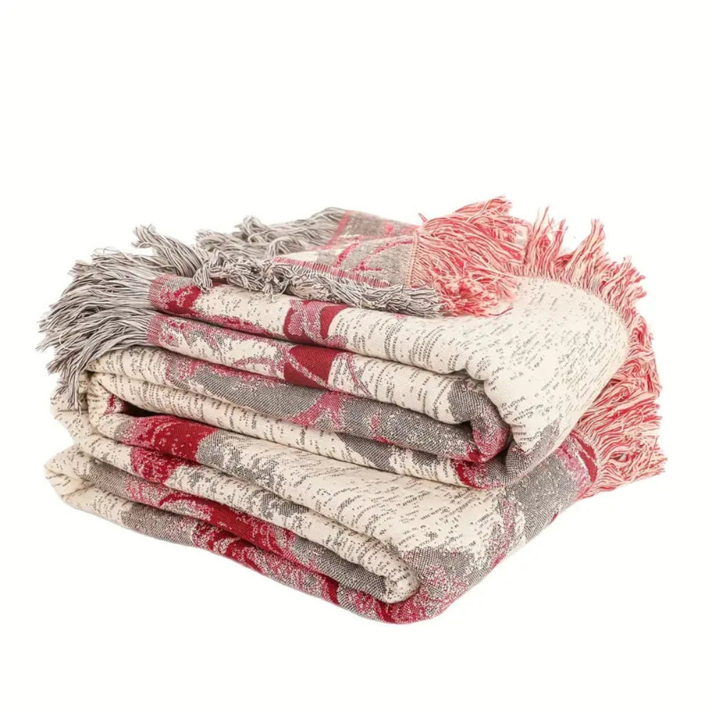 Breathable 100% Cotton Floral Jacquard Throw Blanket