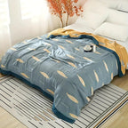 Breathable 100% Cotton Gauze Blanket (Jacquard Fish Pattern)