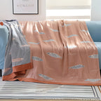 Breathable 100% Cotton Gauze Blanket (Jacquard Fish Pattern)