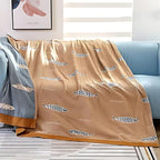 Breathable 100% Cotton Gauze Blanket (Jacquard Fish Pattern)
