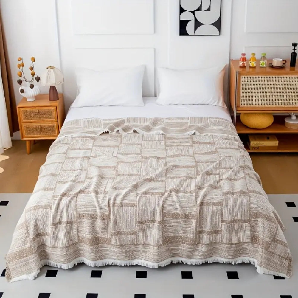 Breathable 100% Cotton Geometric Blanket (Machine Washable)