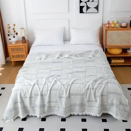 Breathable 100% Cotton Geometric Blanket (Machine Washable)