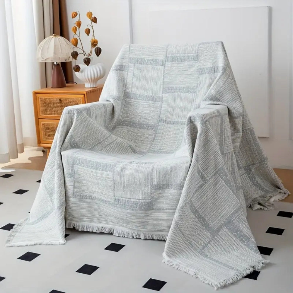 Breathable 100% Cotton Geometric Blanket (Machine Washable)