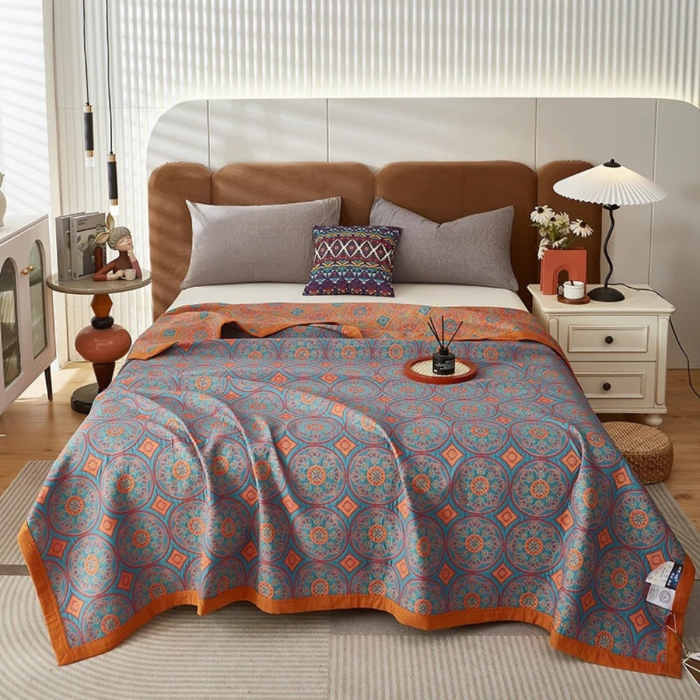 Breathable 100% Cotton Reversible Summer Blanket (Machine Washable)