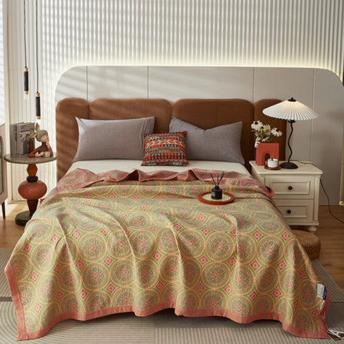 Breathable 100% Cotton Reversible Summer Blanket (Machine Washable)