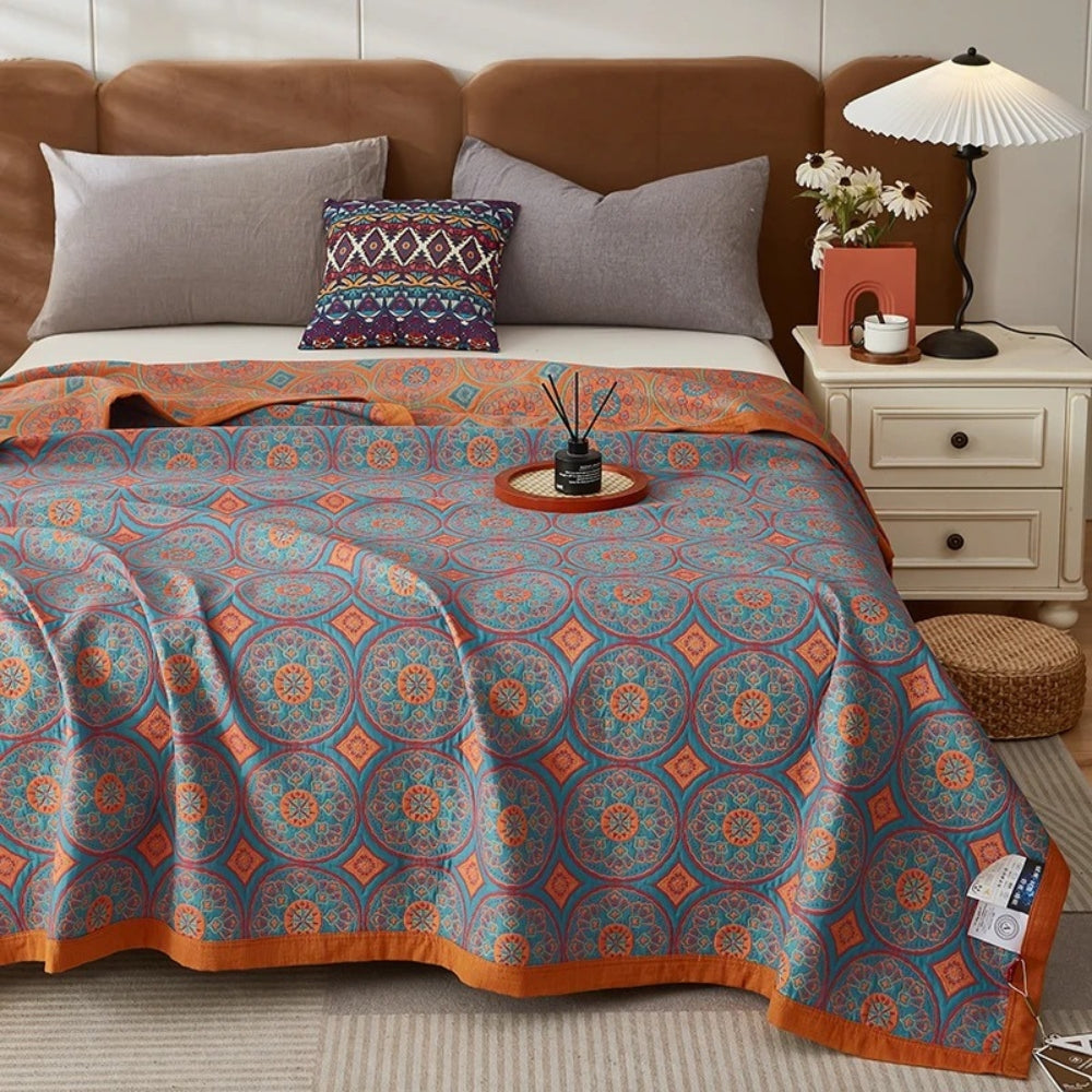 Breathable 100% Cotton Reversible Summer Blanket (Machine Washable)
