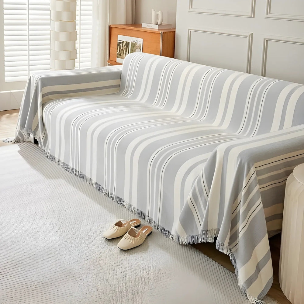 Breathable Chenille Striped Sofa Cover (Machine Washable)