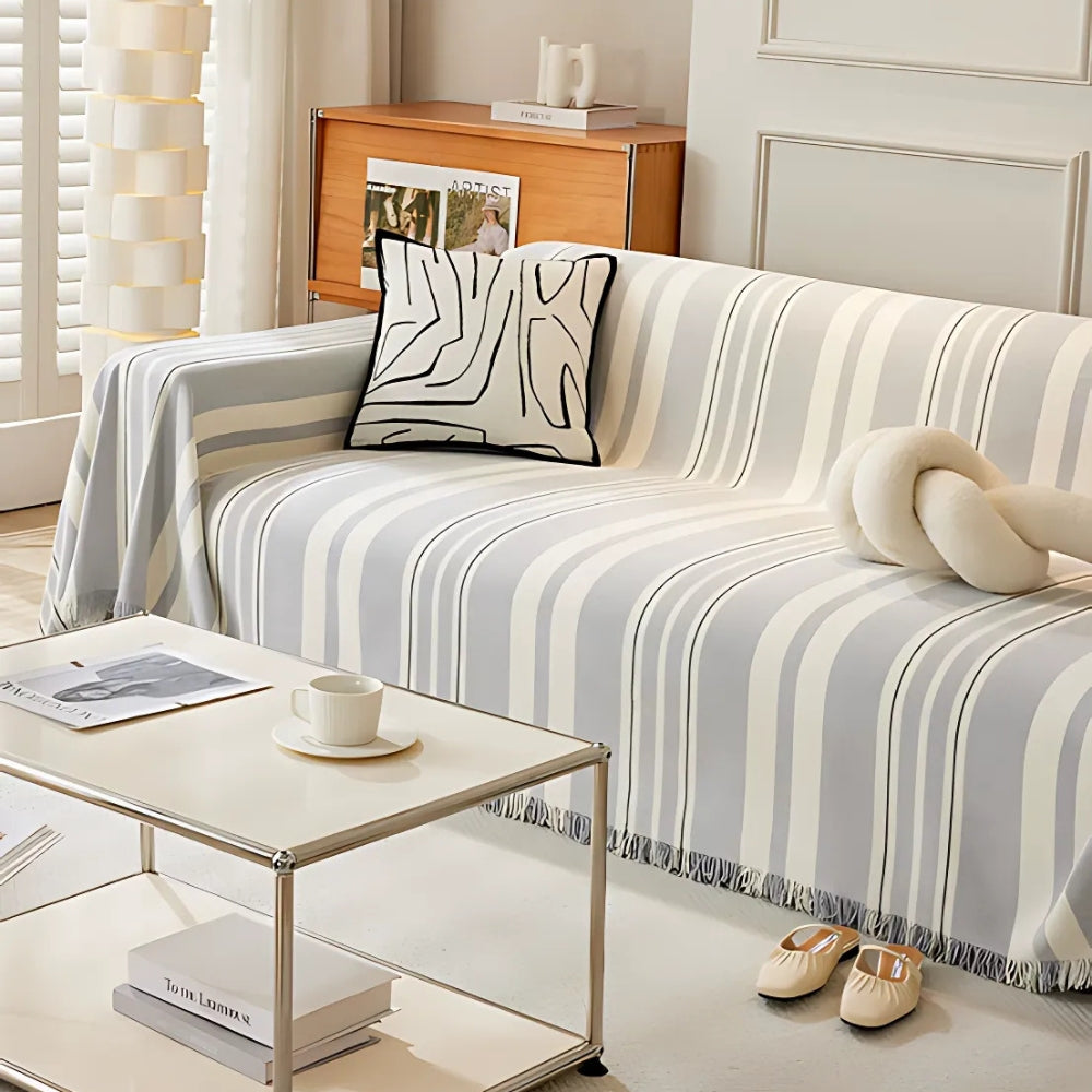 Breathable Chenille Striped Sofa Cover (Machine Washable)