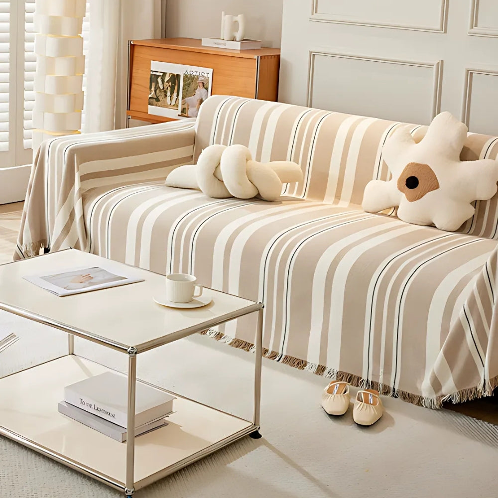 Breathable Chenille Striped Sofa Cover (Machine Washable)