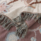 Breathable Cotton Jacquard Floral Bed Blanket (Tassel Trim)
