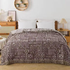 Breathable Cotton Muslin Blanket with Lace Trim