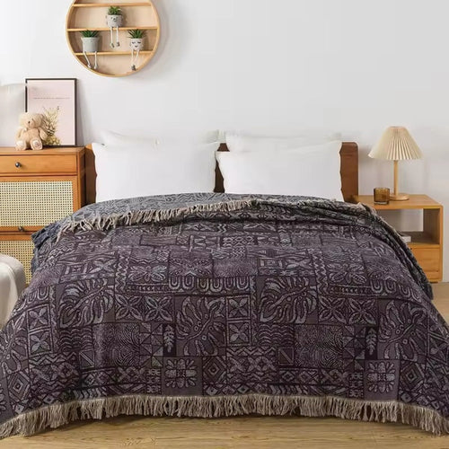 Breathable Cotton Muslin Blanket with Lace Trim