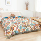 Breathable Cotton Ornamental Floral Blanket (Machine Washable)
