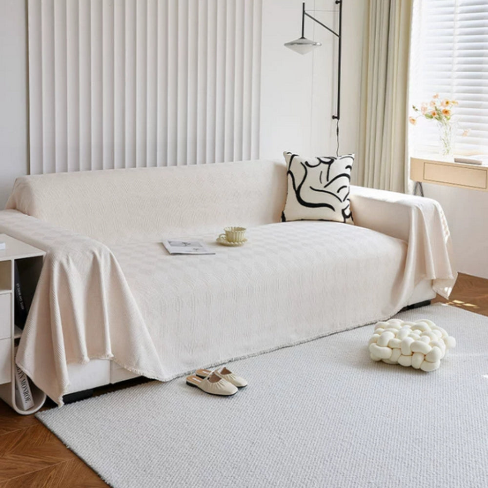 Breathable Diamond Grid Chenille Sofa Cover (Pet-Hair Friendly)