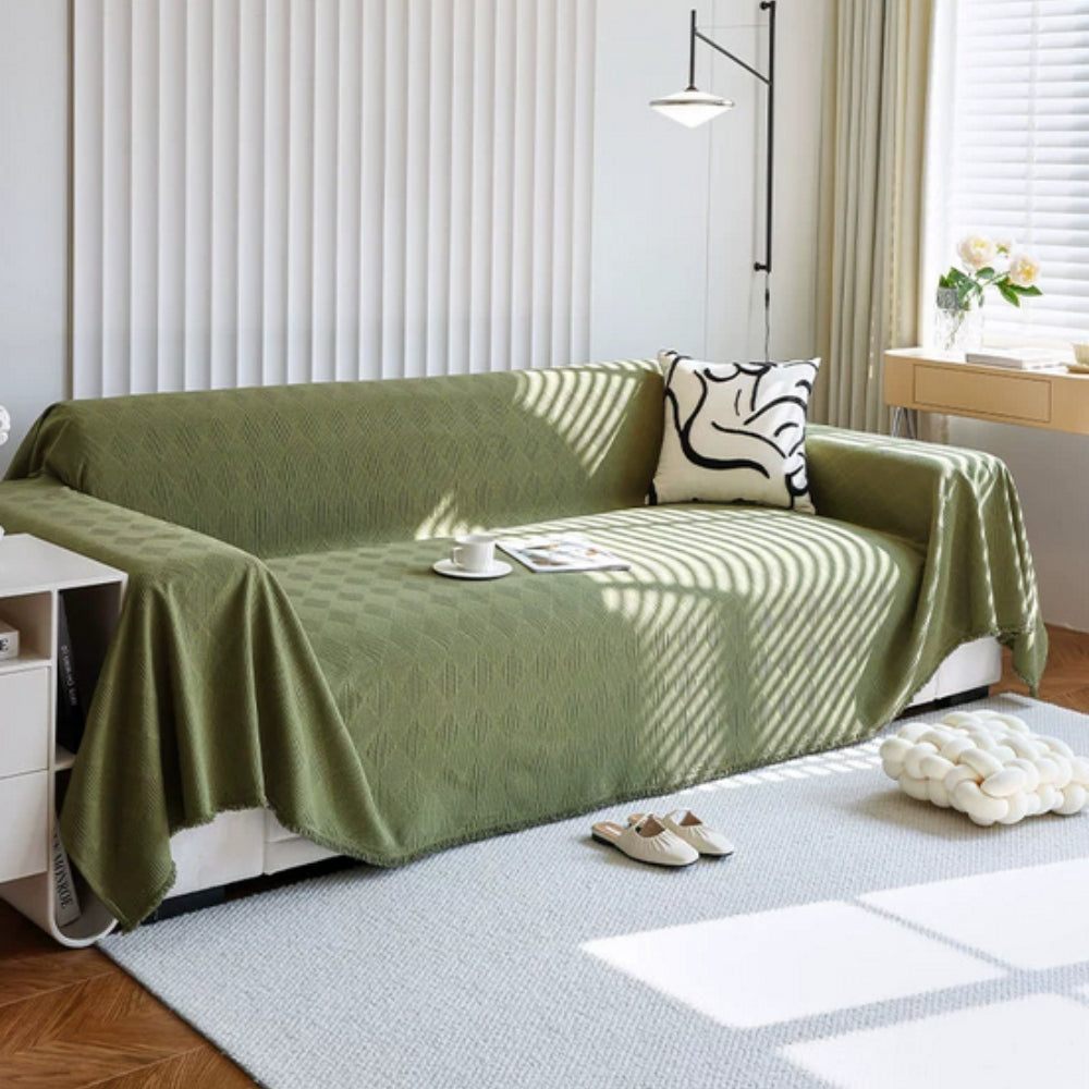 Breathable Diamond Grid Chenille Sofa Cover (Pet-Hair Friendly)