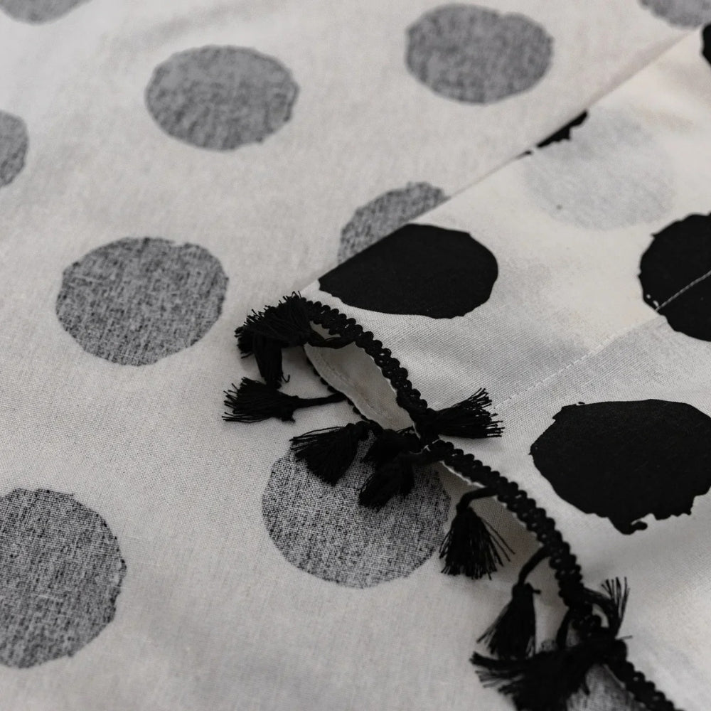 Breathable Linen Polka Dot Curtain Panel (Tassel Trim)