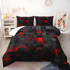 Breathable Microfiber-Cotton Neon 3D Grid Duvet Cover Set