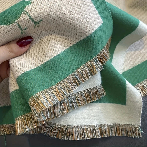 Breathable Microfiber Jacquard Shawl (Frayed Edge)