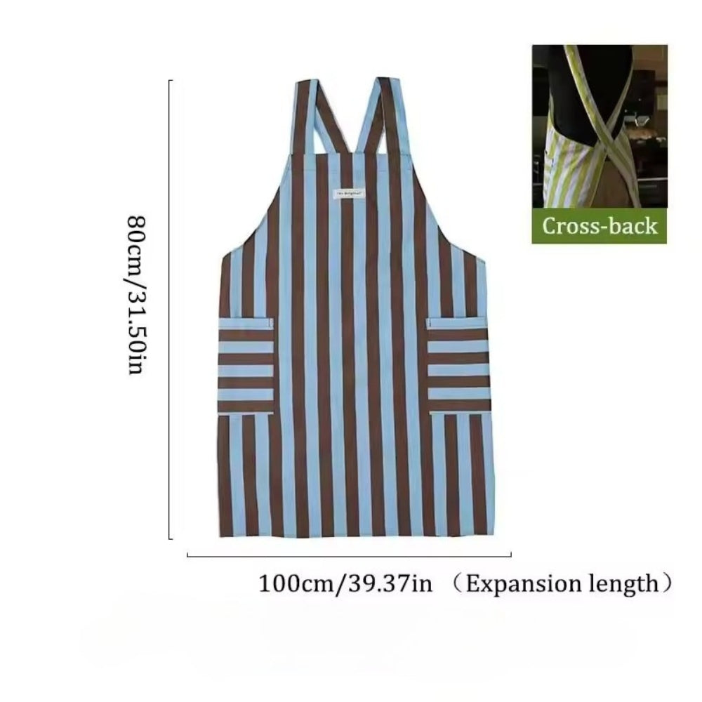 Breathable Microfiber Vertical Stripe Apron With Pockets