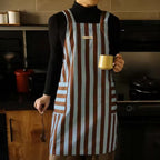 Breathable Microfiber Vertical Stripe Apron With Pockets
