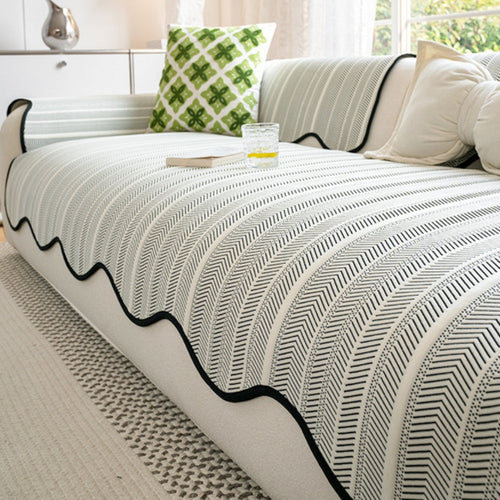 Breathable & Non-Slip Microfiber Sofa Cover (Scalloped Edge)