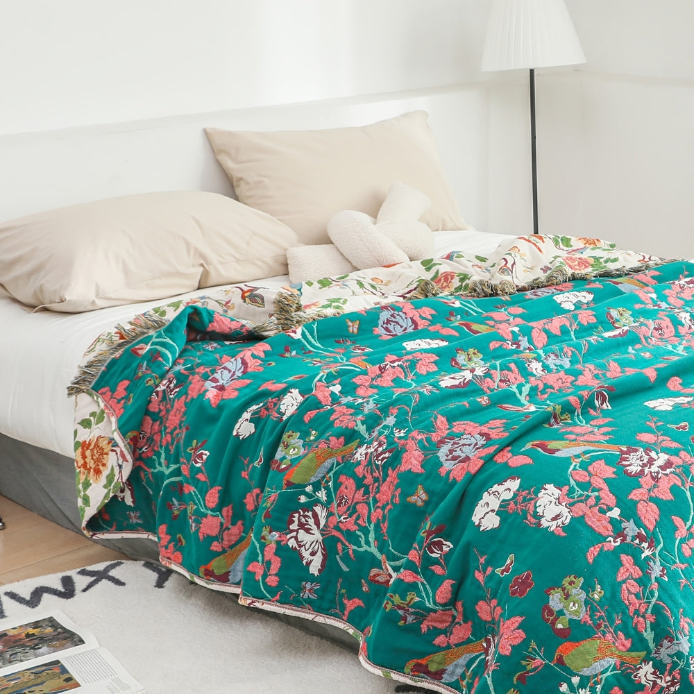 Breathable Reversible Woven Cotton Blanket (All-Season)