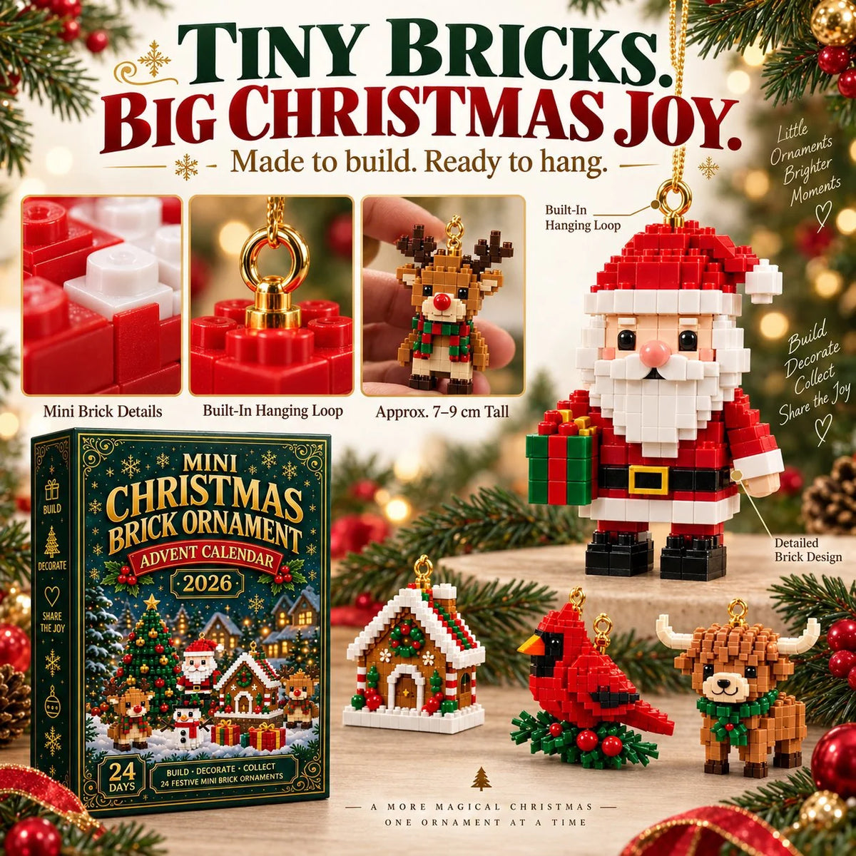 Brick Advent Calendar 24 Mini Building Sets Hanging Loops