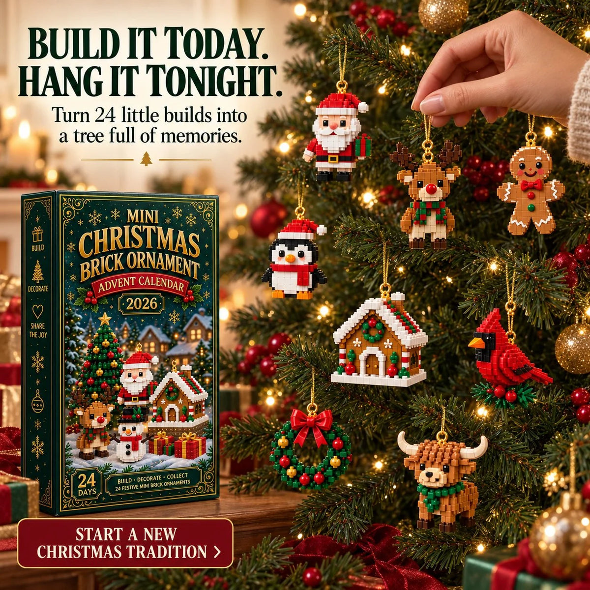 Brick Advent Calendar 24 Mini Building Sets Hanging Loops