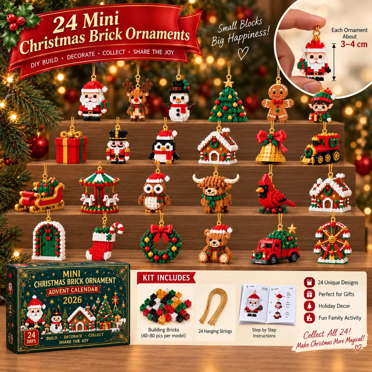 Brick Advent Calendar 24 Mini Building Sets Hanging Loops