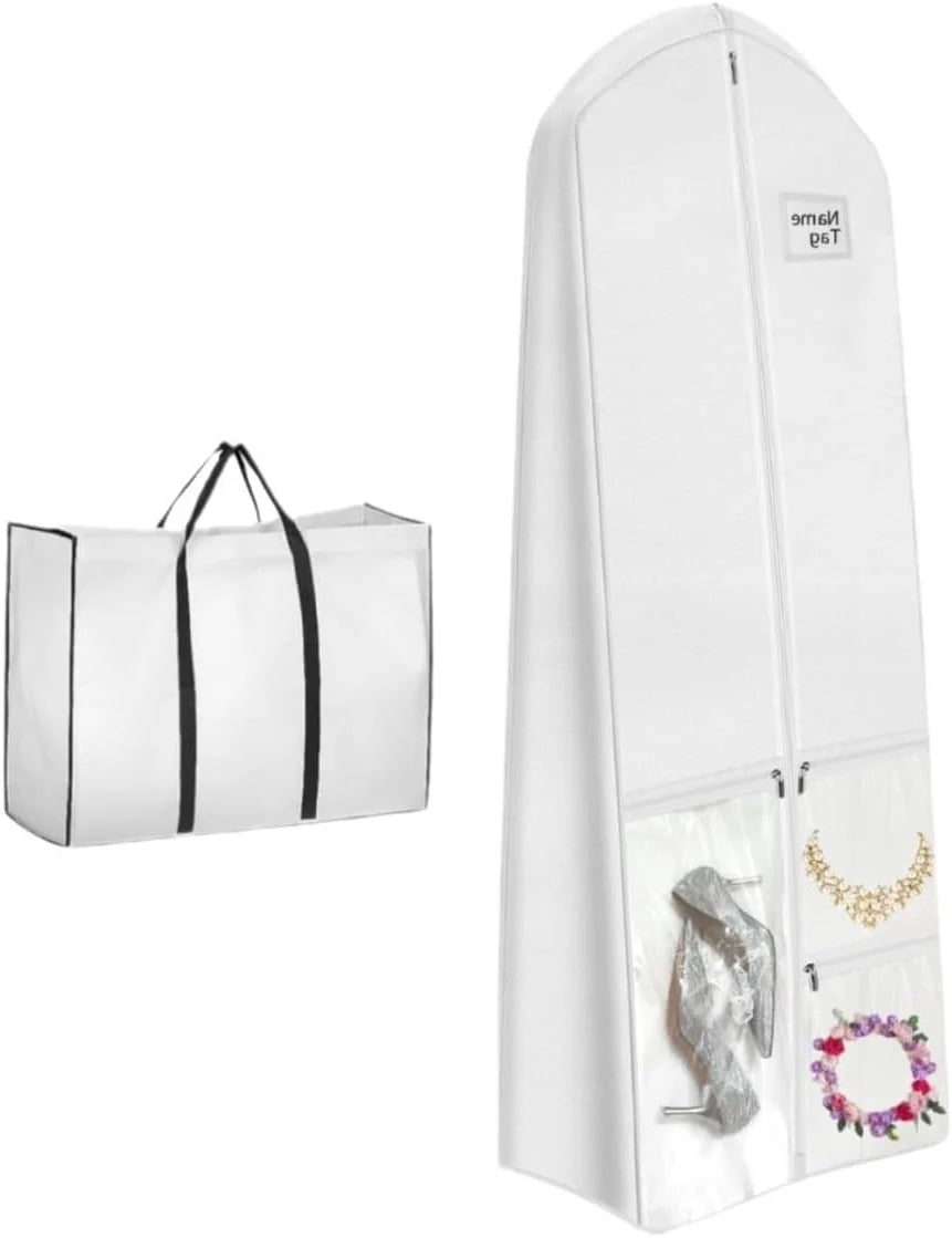 Bridal Dress Bag 70 Inch Water-Resistant 3 Clear Pockets