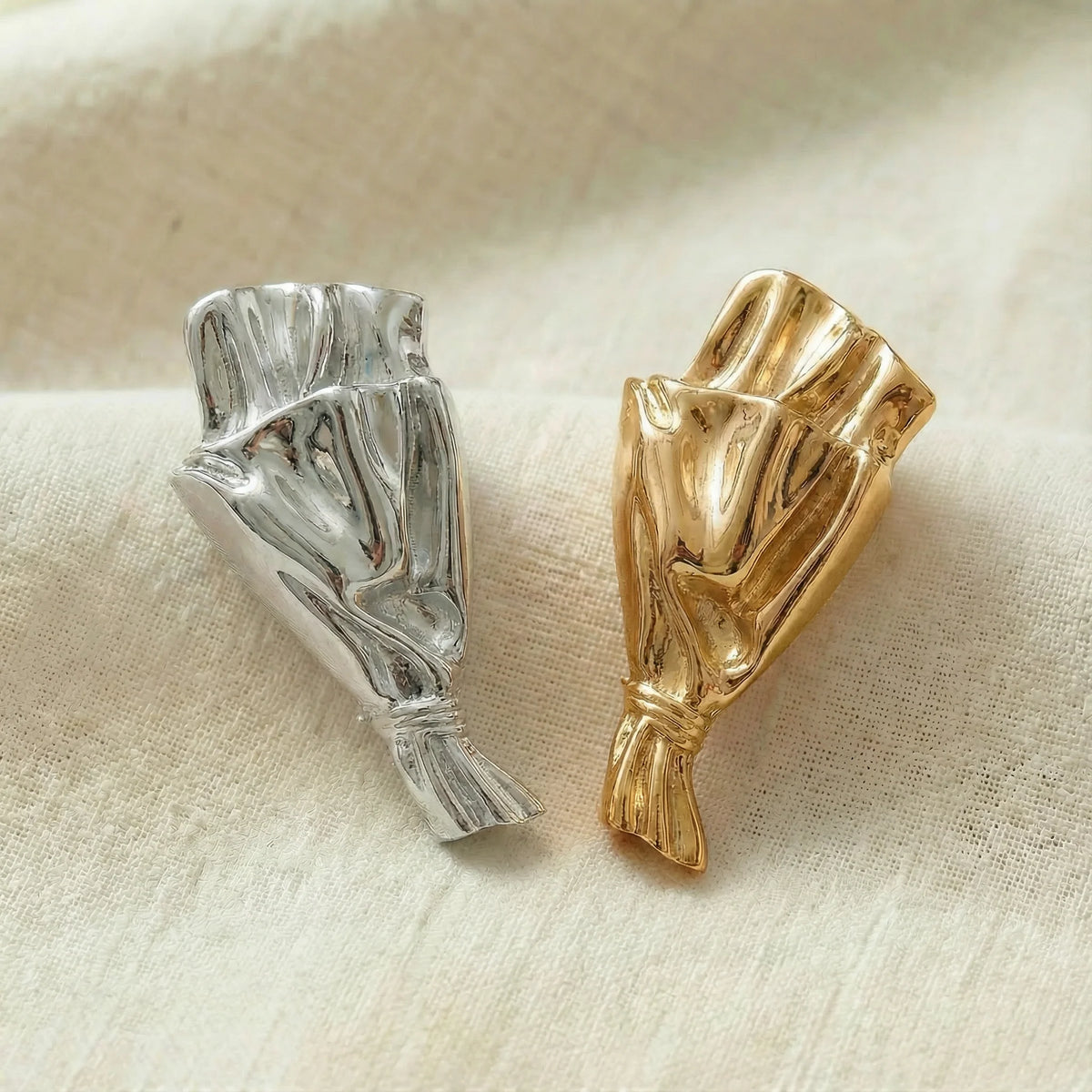 Brooch Mini Flower Vase Polished Metal
