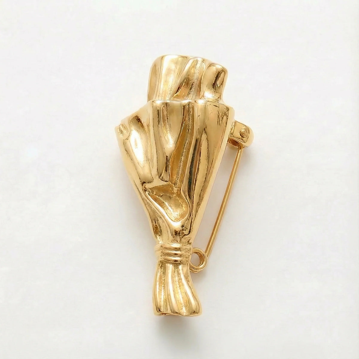 Brooch Mini Flower Vase Polished Metal
