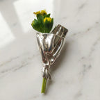 Brooch Mini Flower Vase Polished Metal